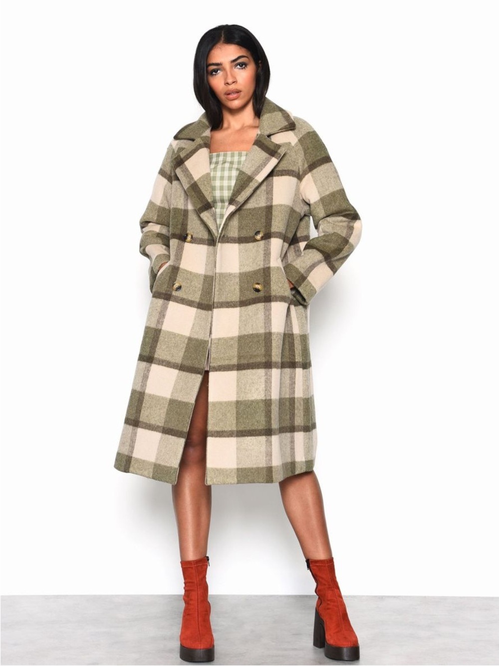 Glamorous Check Longline Coat